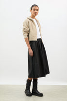 Black vegan leather block skirt_4