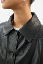 Black vegan leather car coat_4