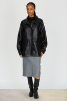 Black vegan leather cinch waist jacket_3