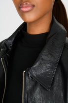 Black vegan leather cinch waist jacket_4