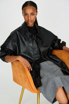 Black vegan leather cinch waist jacket_6