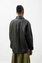 Black vegan leather large pocket jacket_3