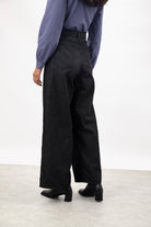 Black wide leg contrast striped jeans_3