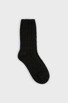 Black wool blend ribbed socks_1
