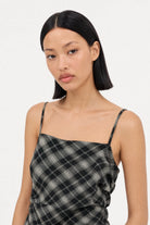 Black and white checked strappy tie back dress_6