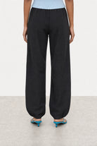 Black contrast drawstring relaxed balloon leg trousers_2