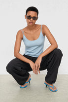 Black contrast drawstring relaxed balloon leg trousers_5