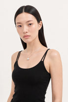 Black cross back stretch jersey tank top_4