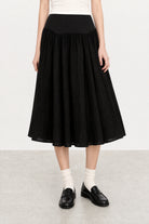 Black drop waist contrast chiffon touch skirt_2