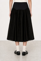 Black drop waist contrast chiffon touch skirt_3