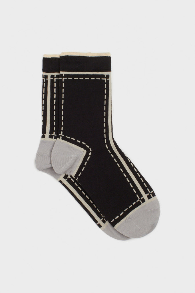 Black and grey dotted outline graphic socks_3