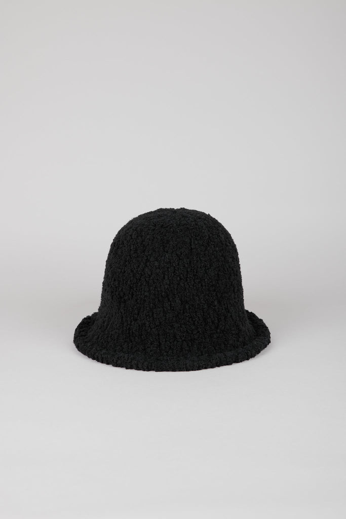 Black boucle bell shaped bucket hat_1