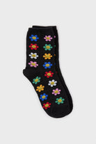 Black bright floral daisy smiley face socks_2