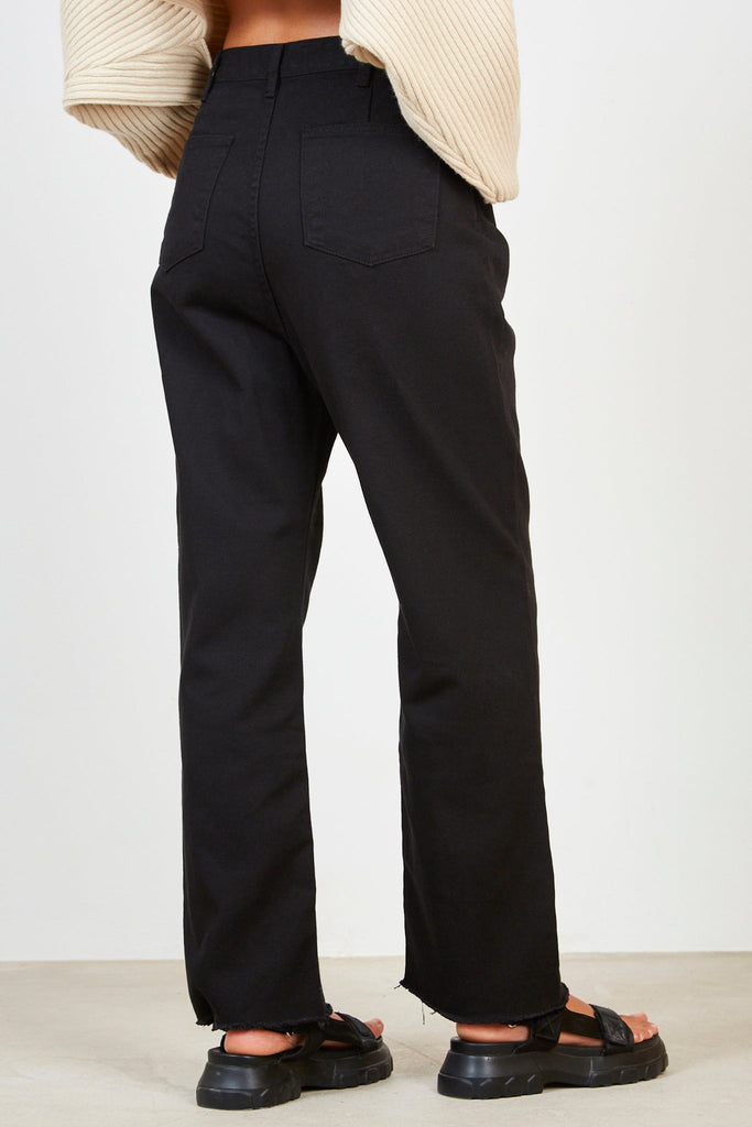Black button adjustable waist jeans_2
