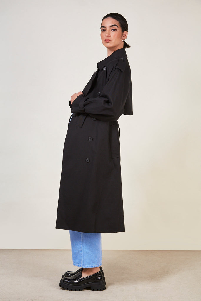 Black classic double breasted trench coat_2