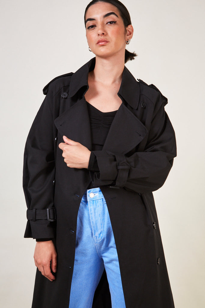 Black classic double breasted trench coat_5