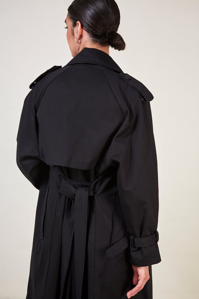 Black classic double breasted trench coat_4