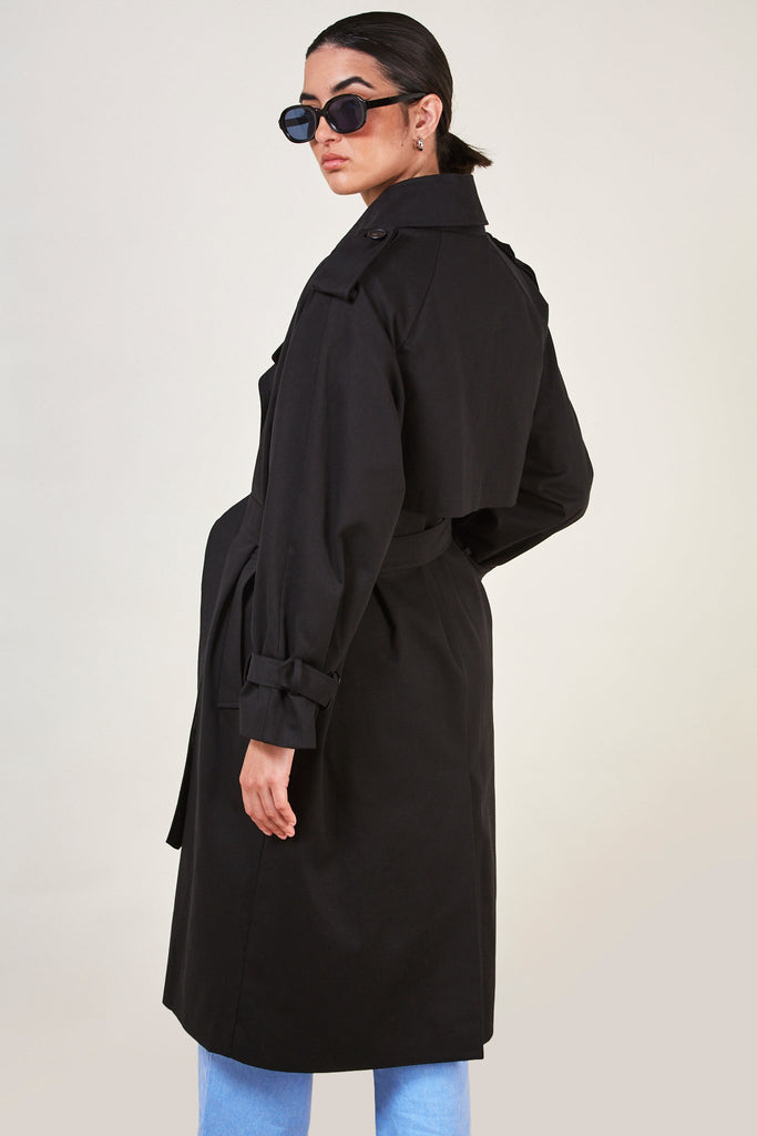 Black classic double breasted trench coat_1