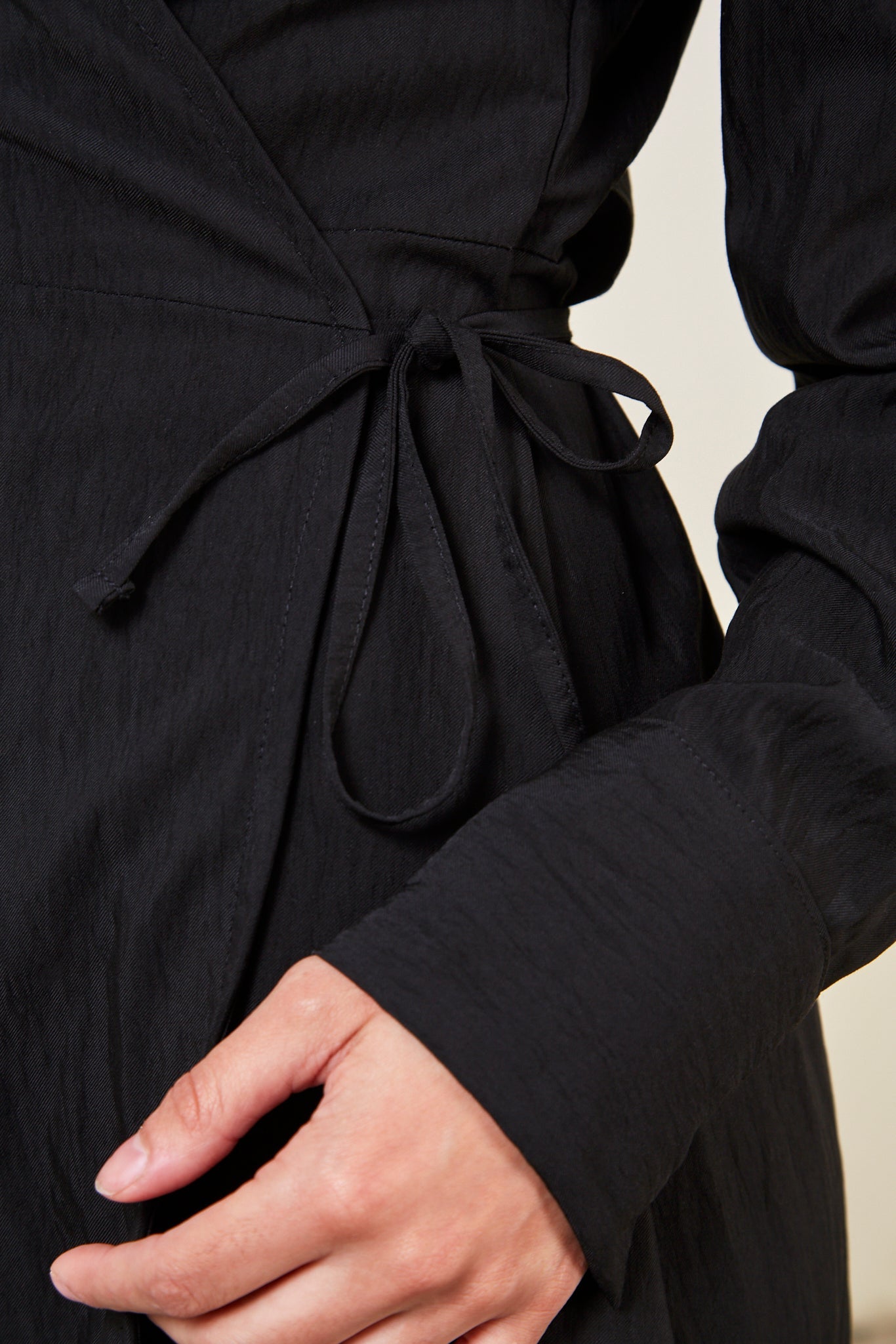 Black collared mini wrap dress_6