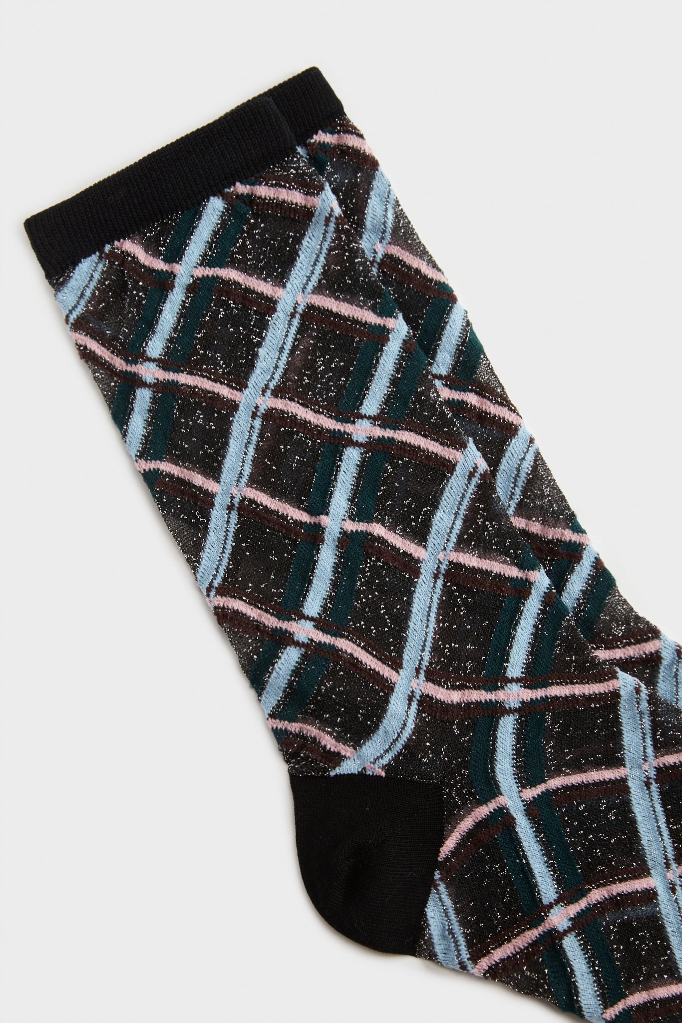 Black criss cross multicolour sheer socks_3