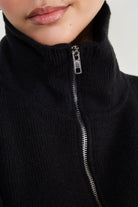 Black cropped double zip cardigan_4