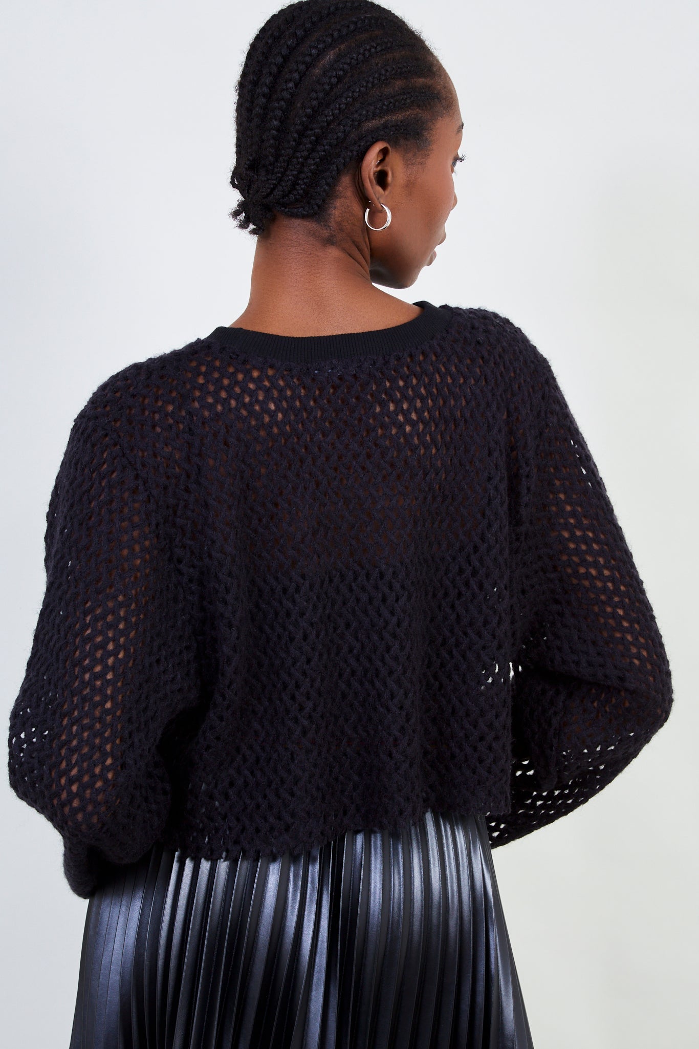 Black cross weave semi sheer top_2