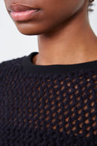 Black cross weave semi sheer top_4