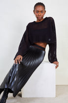 Black cross weave semi sheer top_5