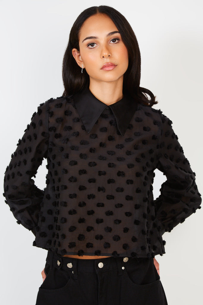 Black dotted semi sheer blouse_3
