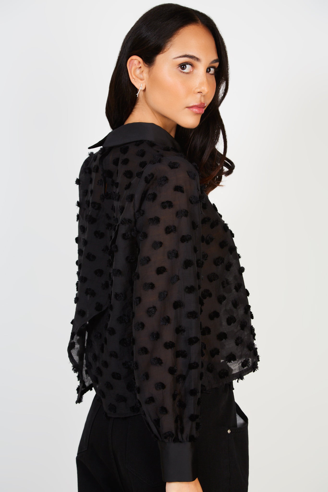 Black dotted semi sheer blouse_2