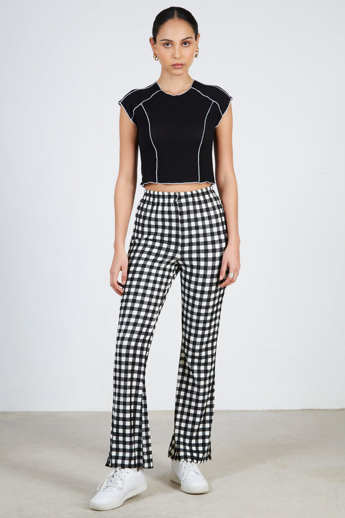 Black gingham ribbed trousers_3