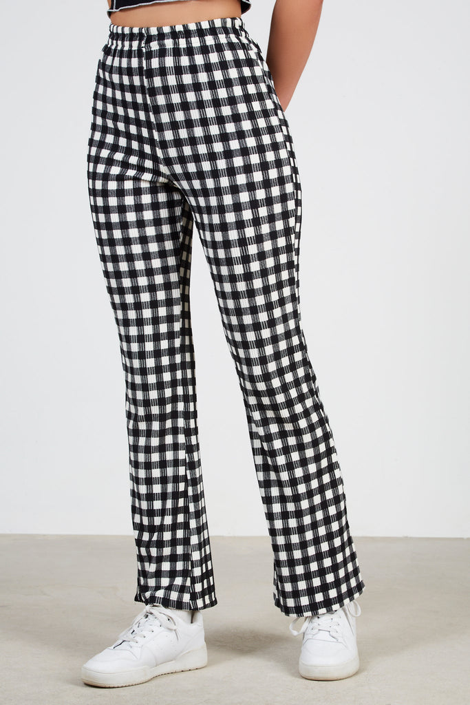 Black gingham ribbed trousers_1