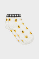 Black gingham smiley face socks_1