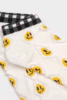 Black gingham smiley face socks_4