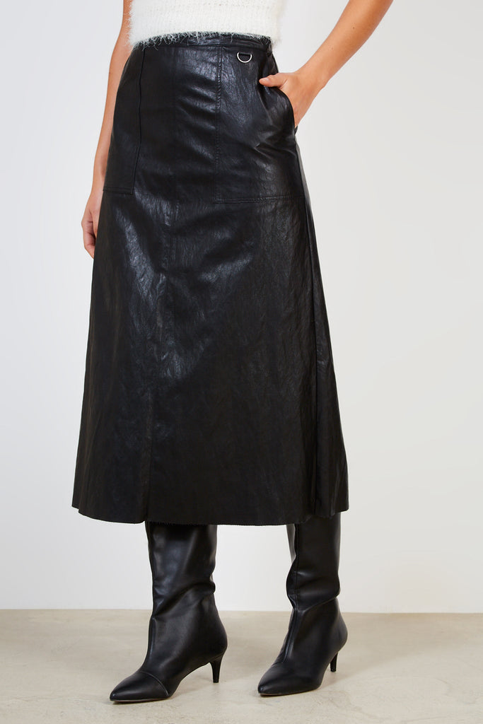 Black high shine midi skirt_1