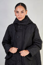 Black long rounded quilt jacket_2