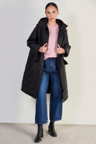 Black long rounded quilt jacket_5