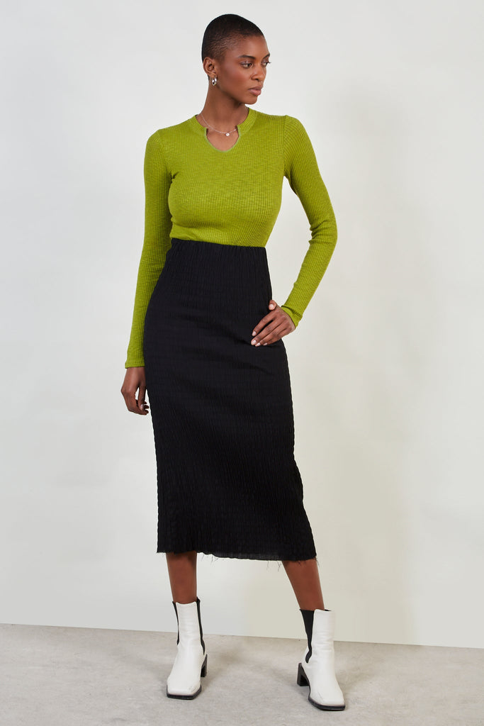 Black ruched pencil skirt_2