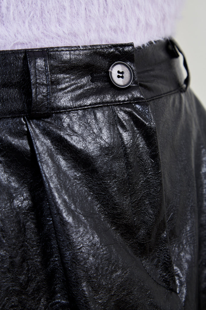 Black shiny vegan leather skirt_4