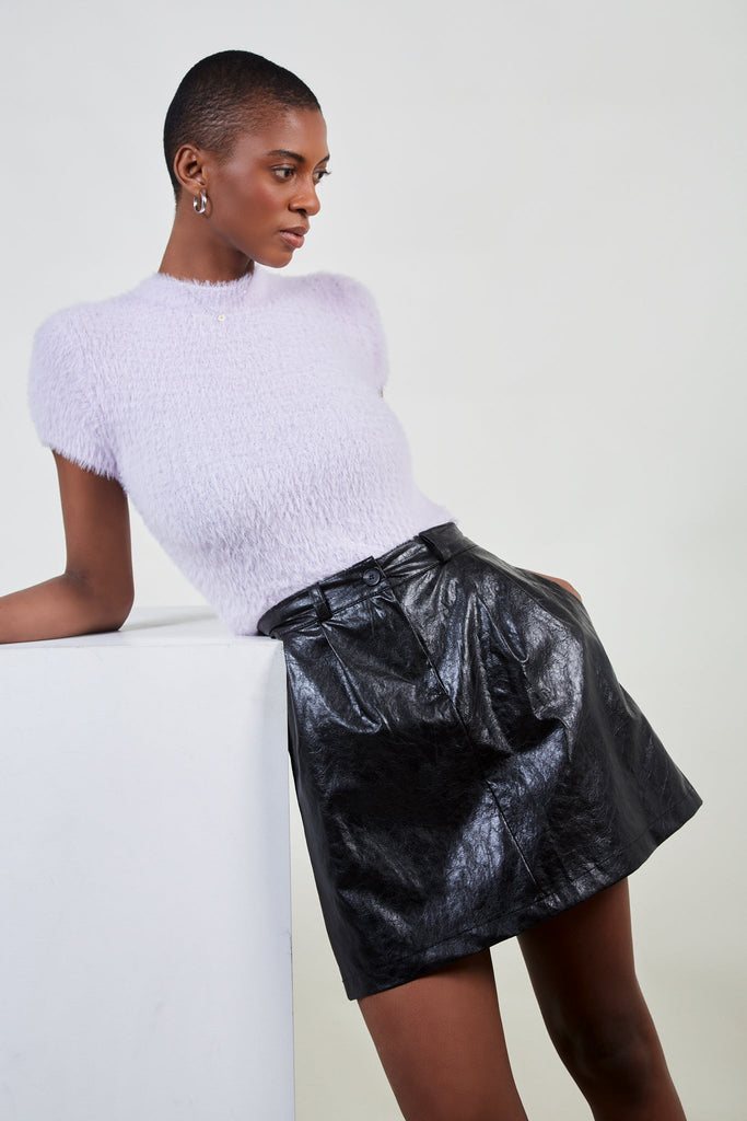Black shiny vegan leather skirt_5