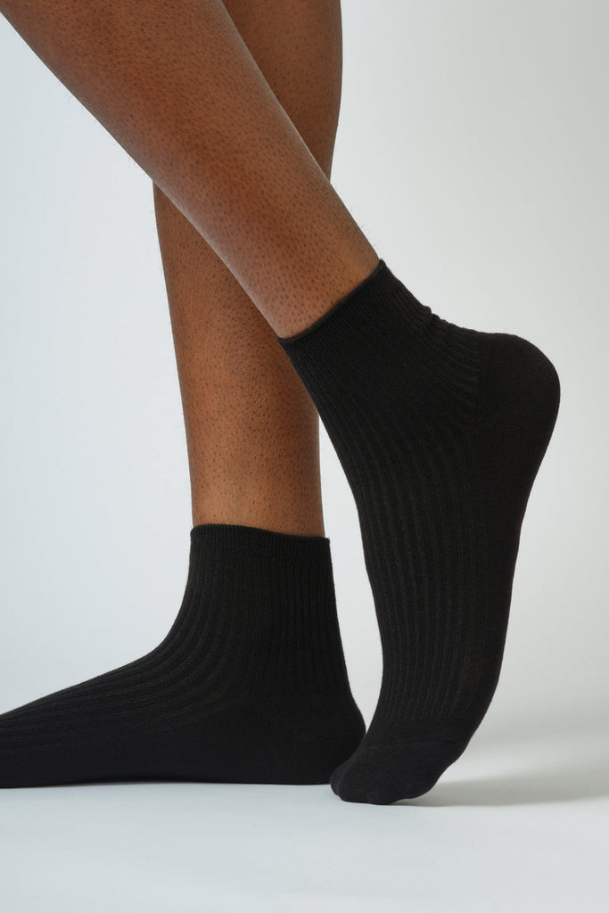 Black short cotton blend socks_1