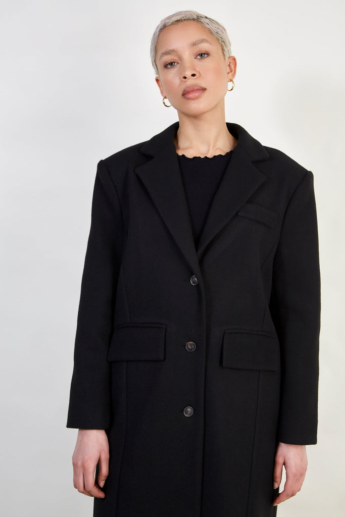 Black single breasted wool blend coat_4