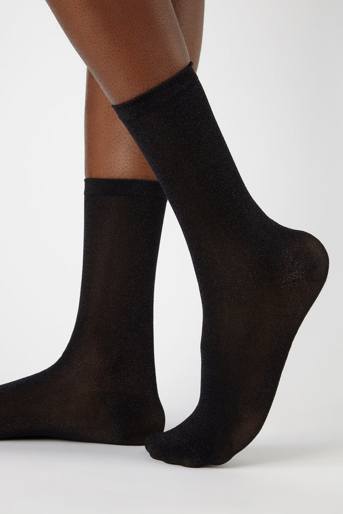 Black smooth glitter socks_1