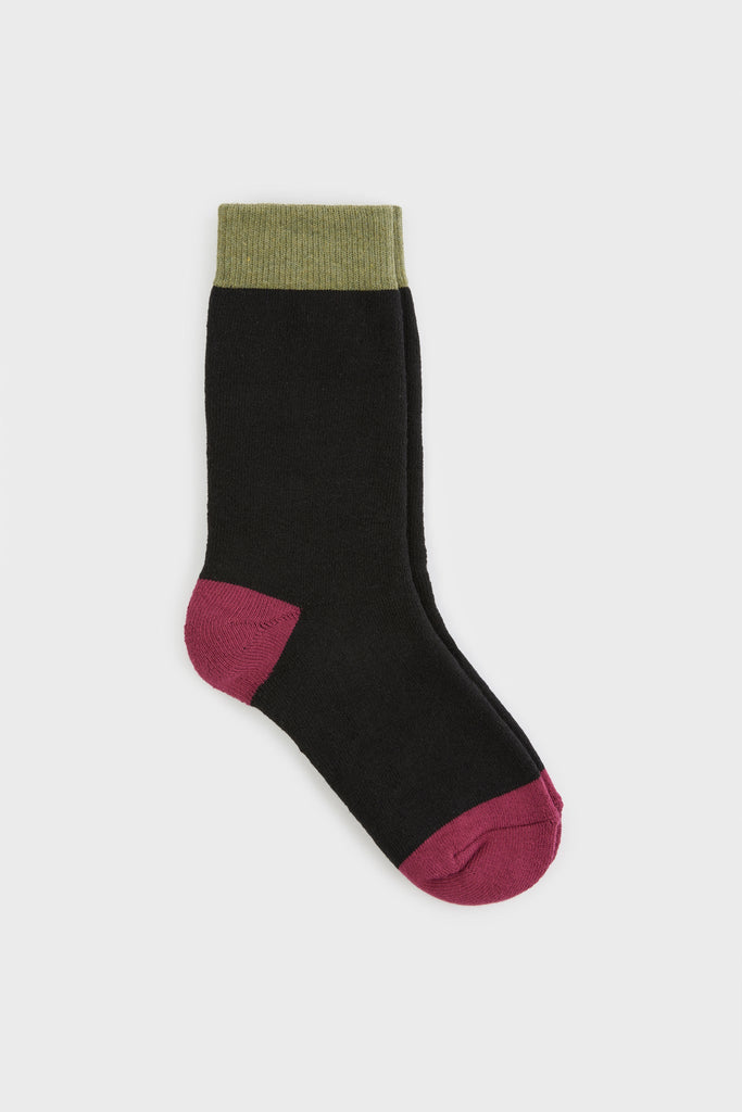 Black smooth tricolour block socks_2