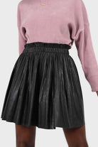 Black vegan leather micro pleat mini skirt_3