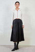 Black vegan leather pleated skirt_2