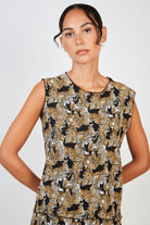 Black wild tiger print ribbed tank_2