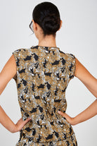 Black wild tiger print ribbed tank_3