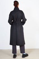Black wool blend double breasted funnel neck coat_3