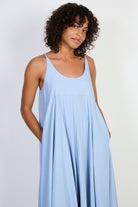 Blue V neck floaty midi dress_2